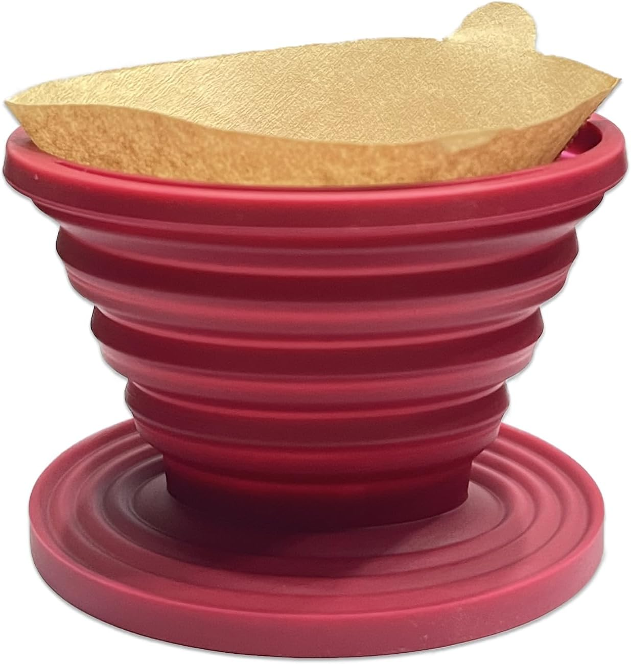 Collapsible Coffee Maker Filter, Reusable Coffee Dripper, Rubber Coffee Maker with 5Pcs Paper Filters, for Home, Camping, Travel, Office