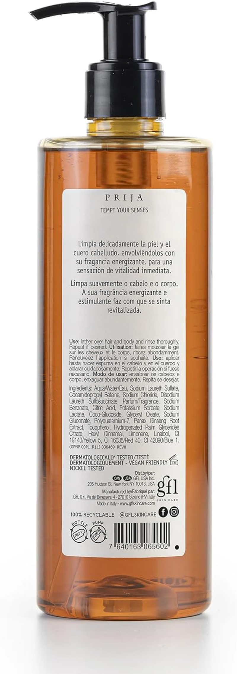 Prija Hands and Body Moisturiser with Vitamin E and Vitalising 2 in 1 Shower Gel and Shampoo with Ginseng Extract Bundle 2 X 380Ml image number 5