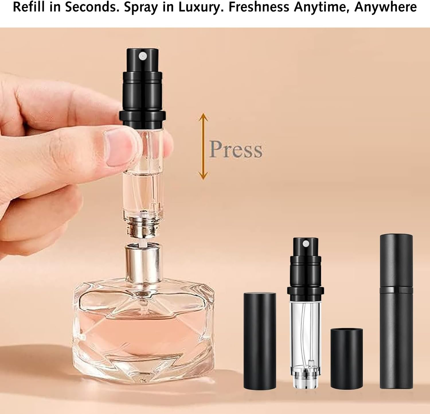 DILUSILK Refillable Perfume Atomiser, Mini Travel Aftershave Dispenser, Small Perfume Spray Bottle, Pocket Size Bottom Filling Perfume Dispenser for Men and Women image number 6