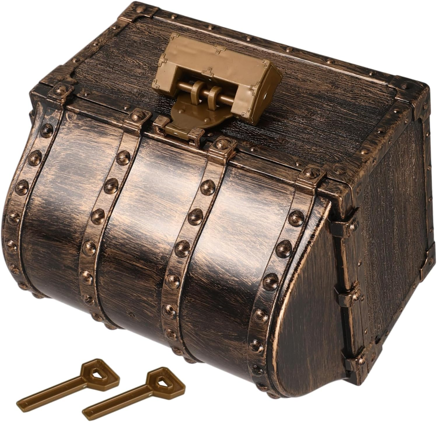 GLEAVI Pirate Treasure Chest Small Vintage Style Miniature Party Decor Decorative Treasure Box for Boys and Girls Long Lock Retro Bronze Finish Suitable for Pirate Party Supplies image number 6