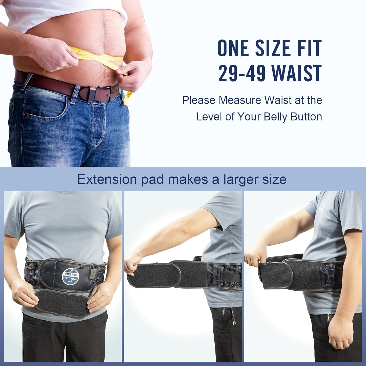 HONGJING Electric Pump Decompression Belt for Lower Back Pain Relief, Inflatable Back Reliever Lumbar Support Brace, One Size Fits 29-49 Waist - Beige image number 5