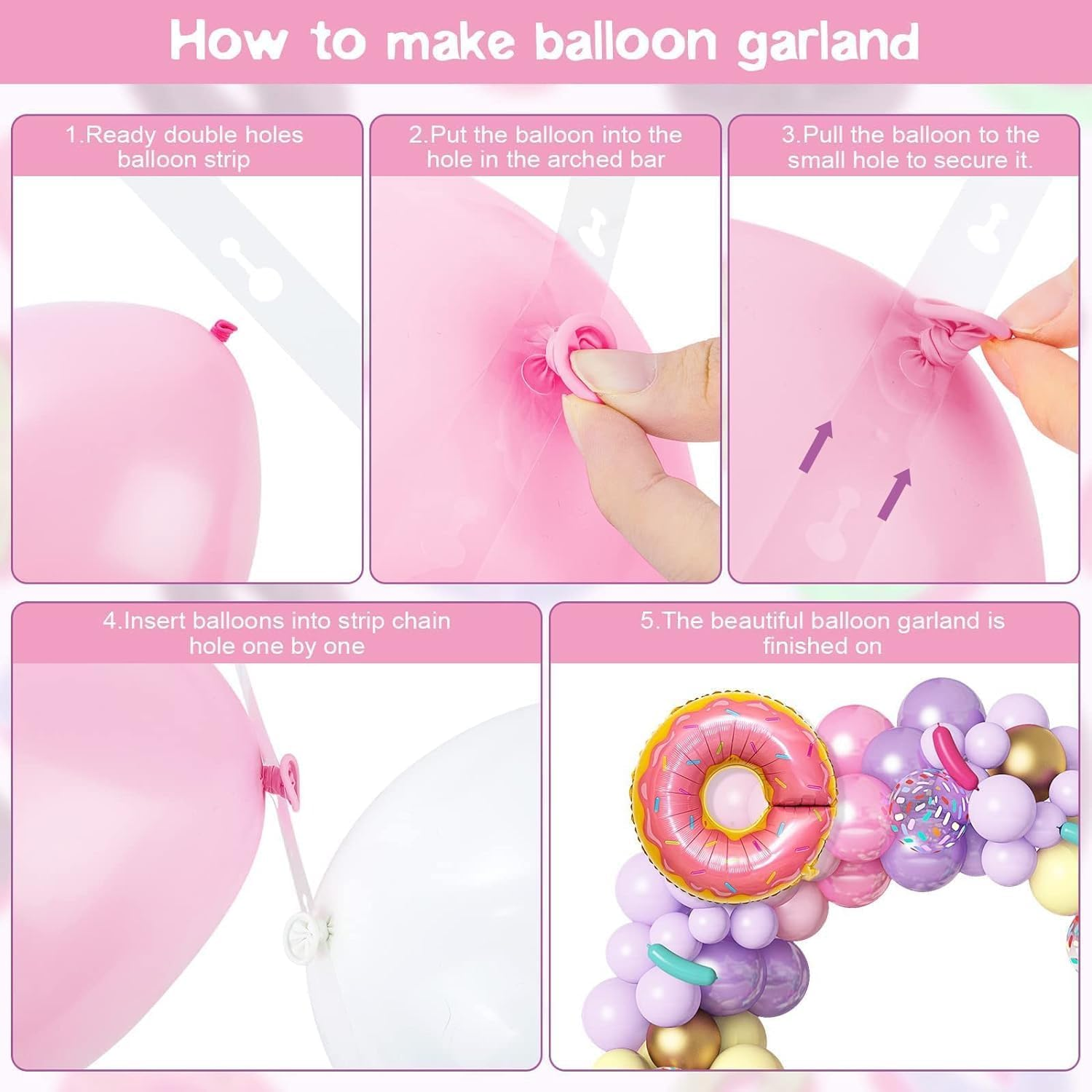 WODJR 139 PCS Donut Balloon Garland Donut Party Decorations Donut Balloons Doughnut Balloon Arch Kit Donut Foil Balloons Pink Yellow Balloons Rainbow Balloons for Ice Cream Donut Party Supplies image number 4