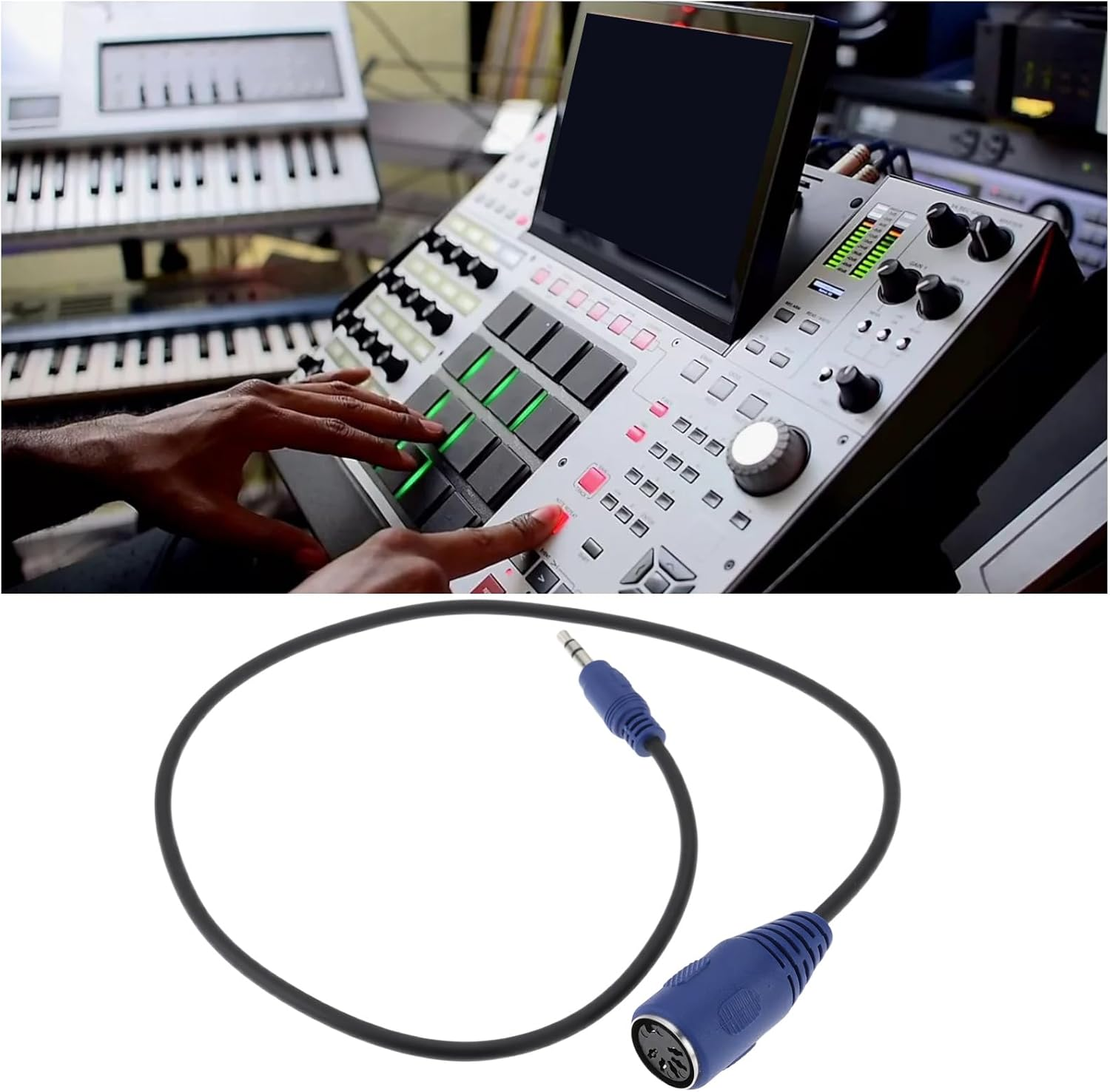 5 Pin MIDI Female to TRS 3.5Mm Male Cable Compatible with Akai MPC Studio MPC Touch MPX8 SQ-1, Straight TRS image number 3