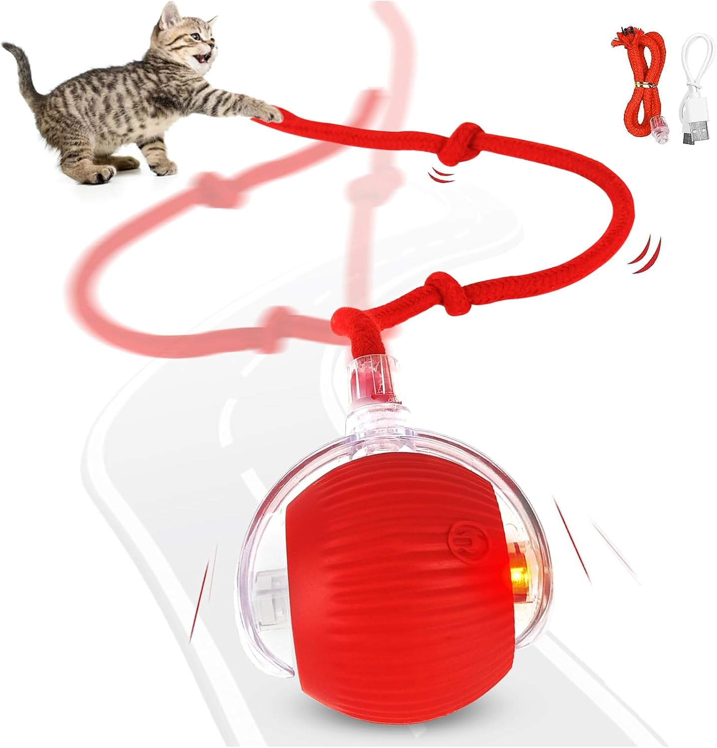 Interactive Cat Toys, Automatic Cat Toys for Indoor Cats Electric Rolling Cats Ball Toy Rechargeable Irregular Moving Cat Toys Chase Mate Ball Smart Pet Ball for Indoor Large Small Cats & Dogs image number 6