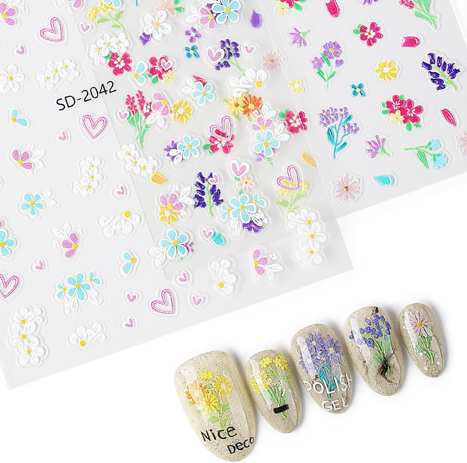 Nicedeco 15 Sheets Flower Nail Art Stickers Floral Nail Decals Self-Adhesive Nail Supplies Nail Art Design Decoration 001 image number 3