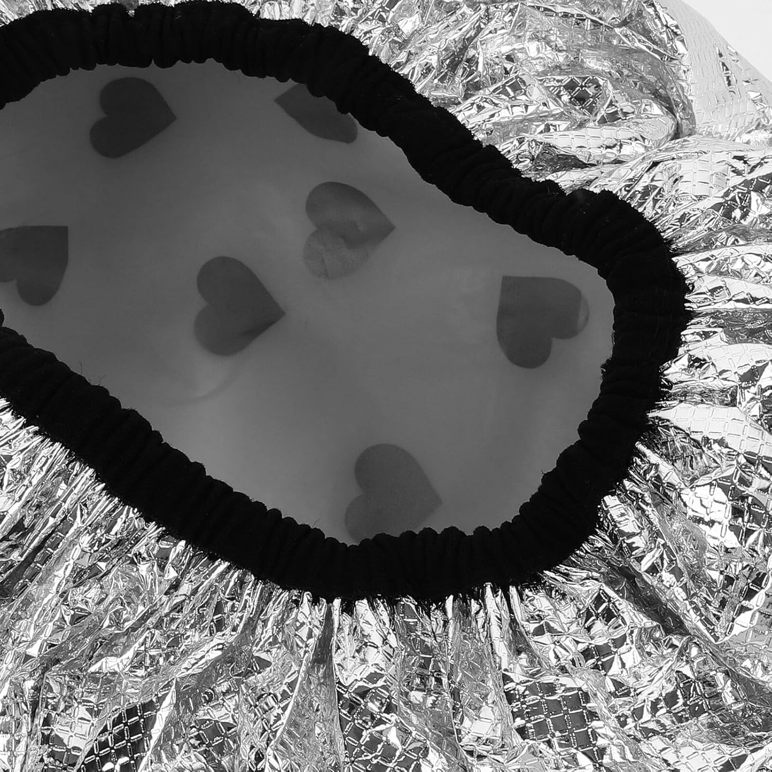 TEMPNAP 2Pcs Reusable Double Tin Foil Hair Cap for Deep Conditioning and Oil Treatment Anti-Static Shower Hat for Long Hair Elastic Stylish Design for Home and Salon Use Gray Heart image number 3
