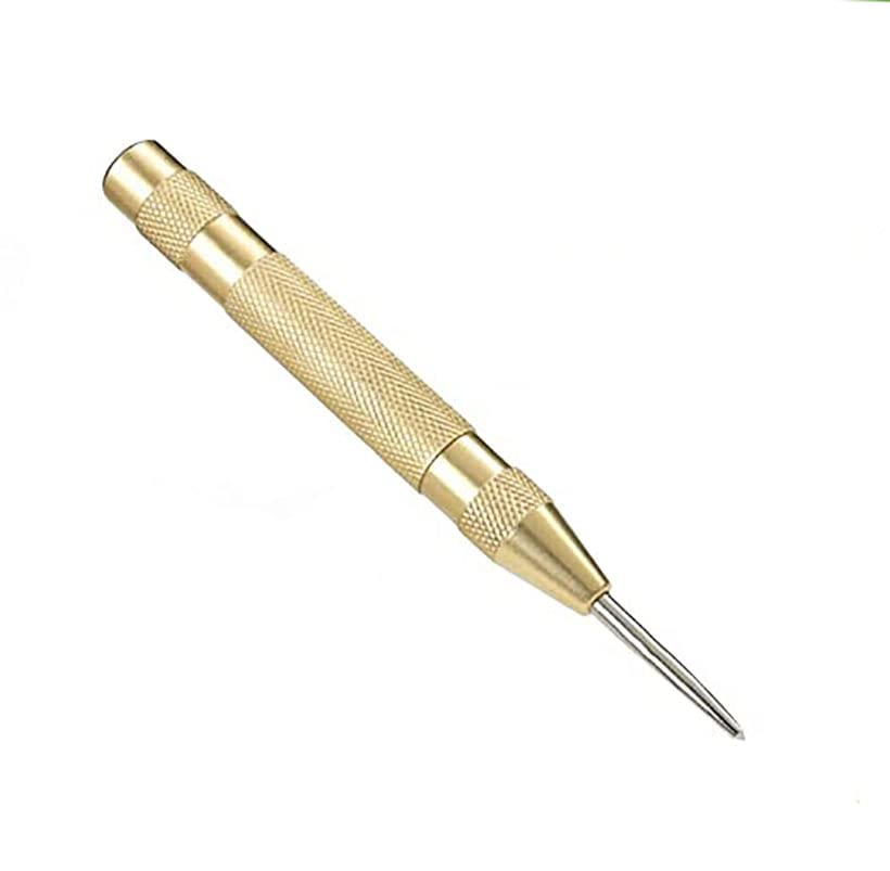 AIMALL 5.12-Inch Heavy Duty Automatic Center Punch Tool, Brass Bodied Spring-Loaded Auto Punch, Hand Tool for Wood and Thin Metal, No Hammer Needed, Adjustable Pressure image number 4