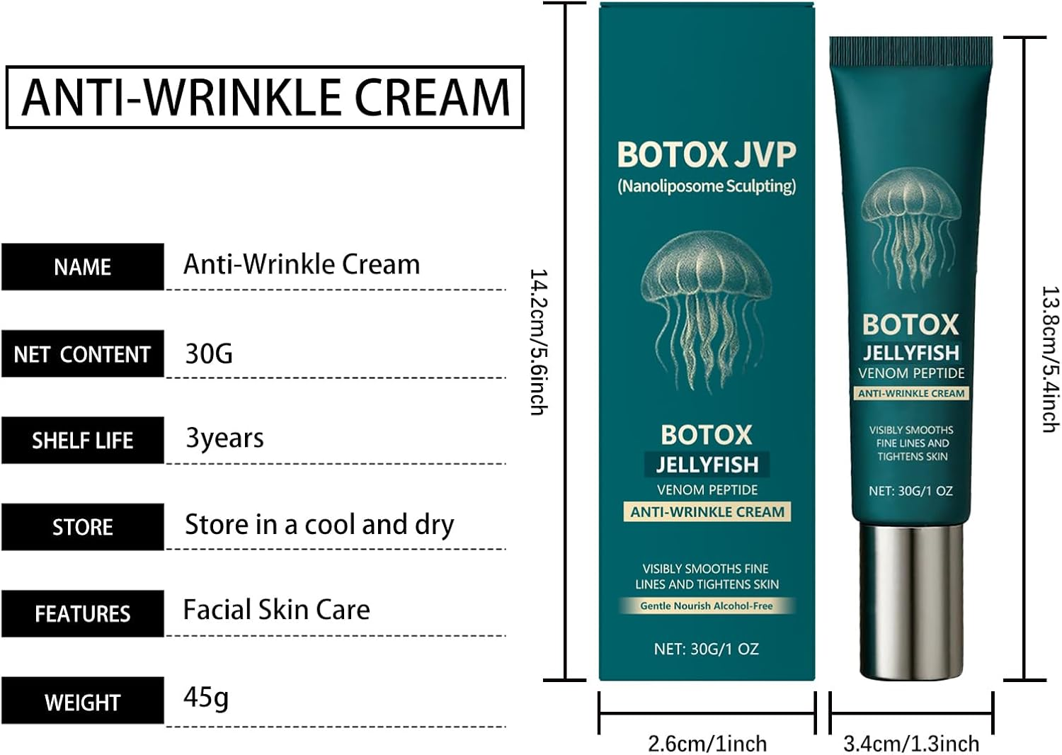 30G Anti-Wrinkle Cream Reduces Wrinkles | Daily Improve Skin Elasticity Delicate Skin Moisturizing Cream image number 1