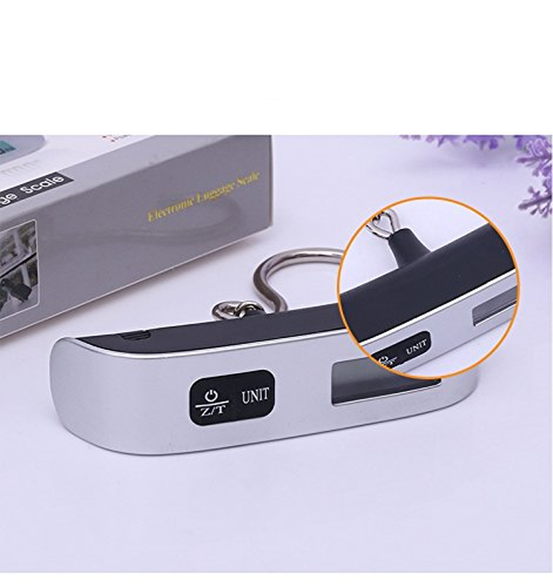 Digital Hanging Luggage Scale, Rubber Paint, Temperature Sensor, 110 Pounds, Silver image number 4