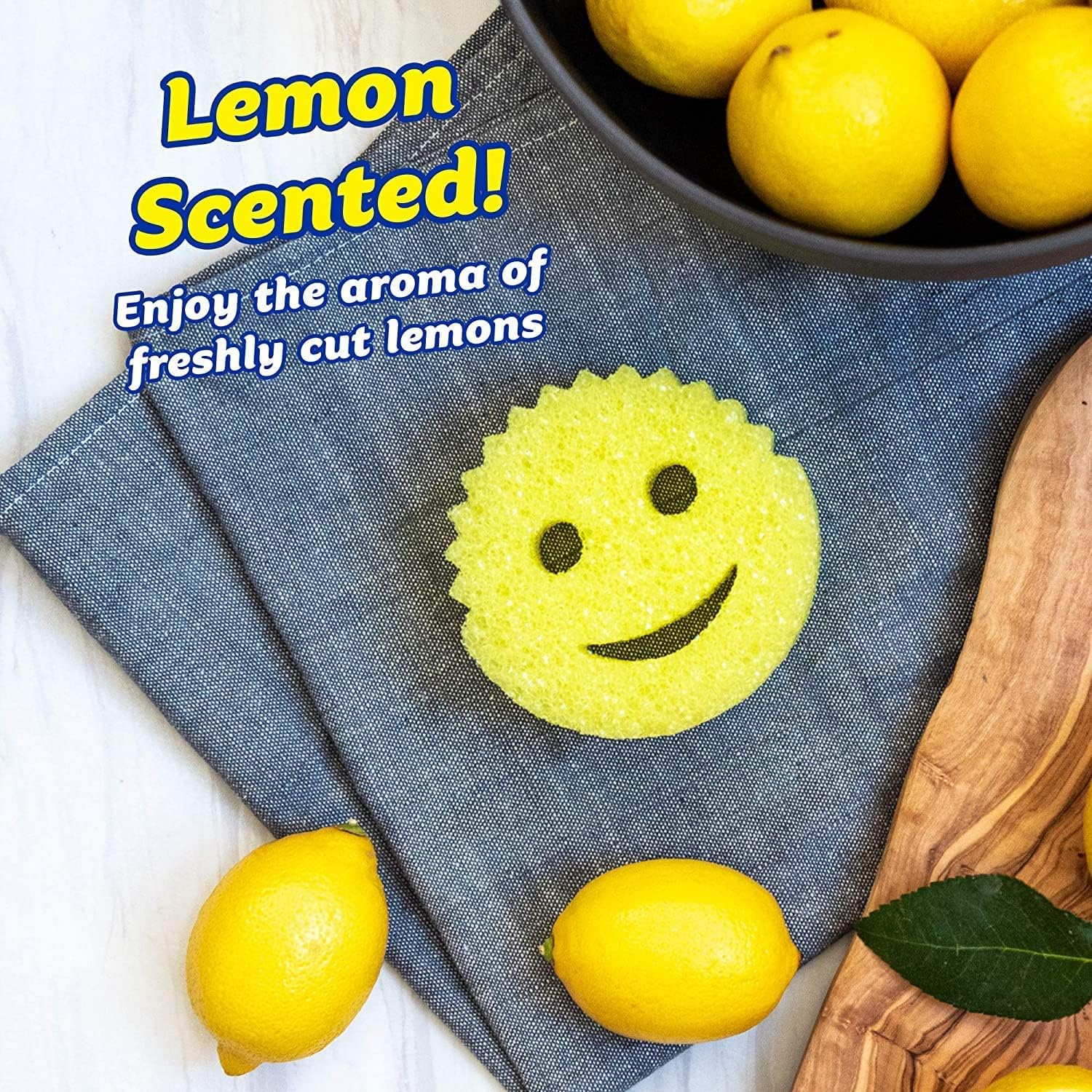 Scrub Daddy Lemon Fresh - Multipurpose Cleaning Sponge - Soft in Warm Water, Firm in Cold Water for Tough Cleaning - Scratch Free, Odour Resistant and Lemon Scented, Ergonomic