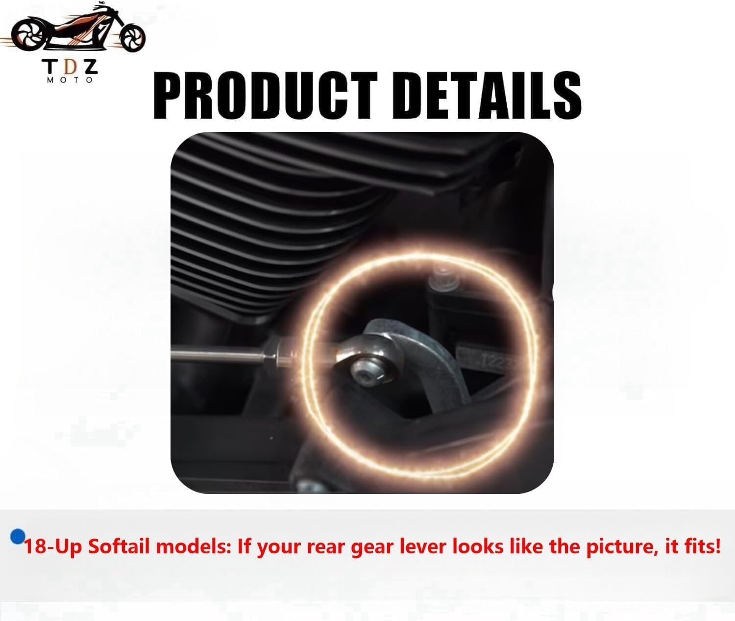 TDZ Ez Shift Neutral Gear Assist Kit + Shift Linkage for '18-Late Softail with Mid-Control Models, Blue - Gold image number 6