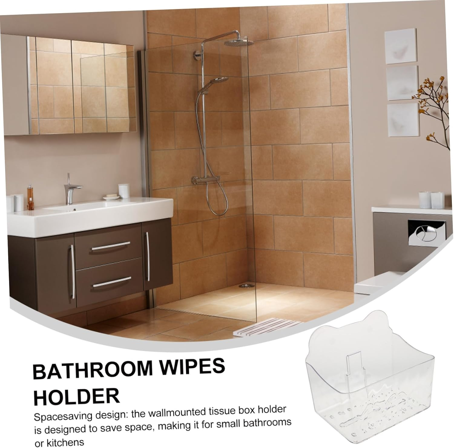 LABRIMP Space-Saving Tissue Box Holder Wall-Mounted Napkin Dispenser No Drill for Kitchen Bathroom