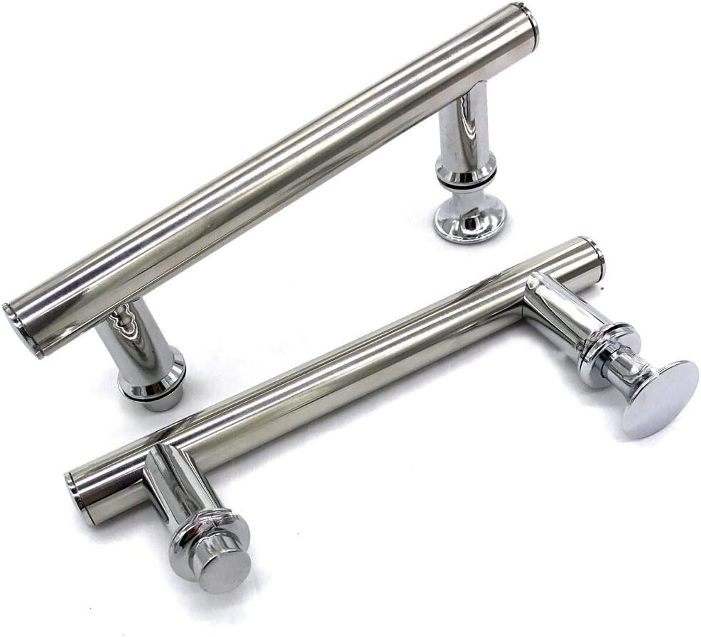 YUANQIAN Chrome ABS Shower Door Handle | 145Mm (14.5Cm) Hole to Hole (145-1Pair Handle -Silver) image number 2