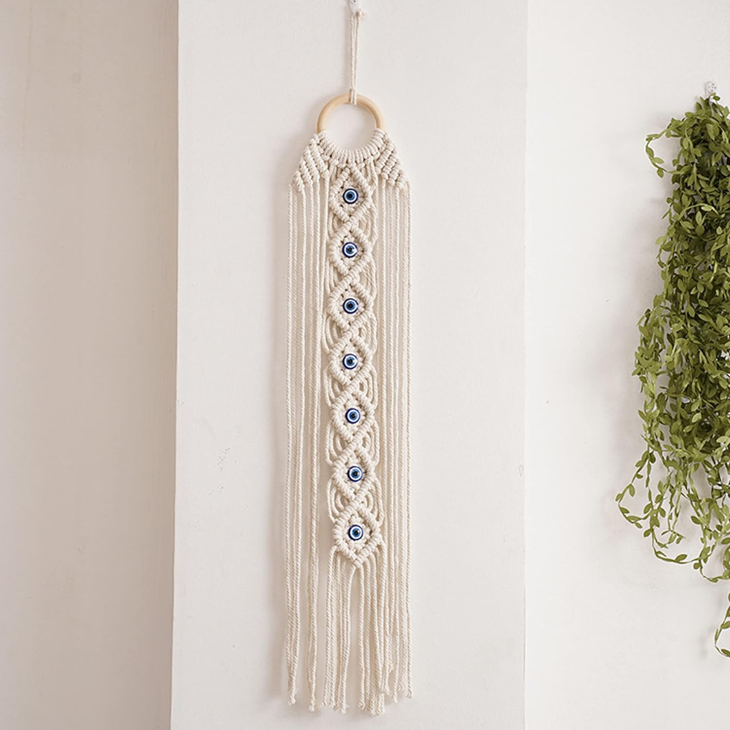 Boho Macrame Wall Hanging,Handmade Evil Eye Wall Decor Dreamcatchers for Bedroom Home Apartment Ornament Craft Gift (27.55&ldquo; X 7.87") image number 2