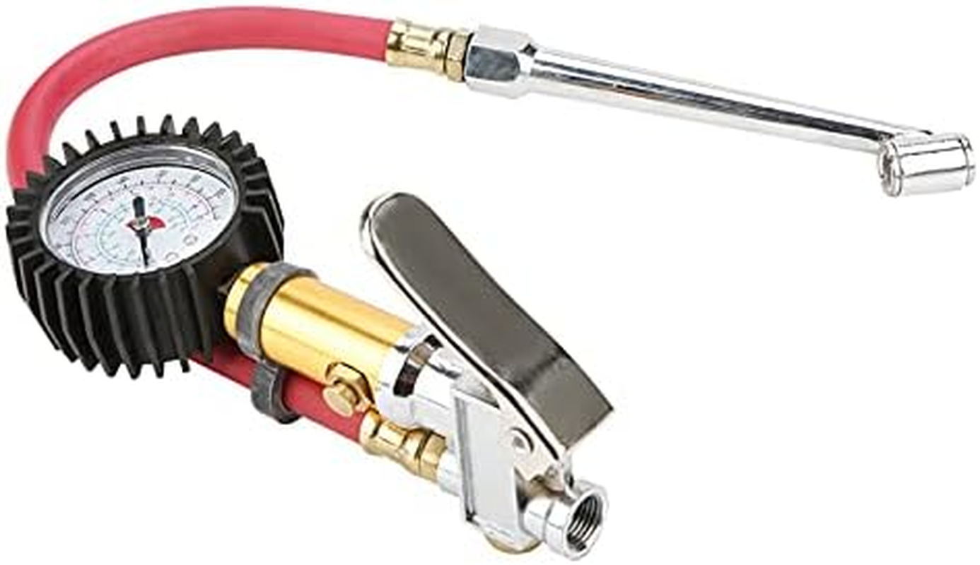 Viagasafamido Air Inflation Inflator Pump Gun 1/4 Inch Interface 10-220Psi Air Compressor Attachments Tire Inflator Nozzle with Tire Tyre Pressure Dial Meter for Bike Motorcycle Automobile image number 4