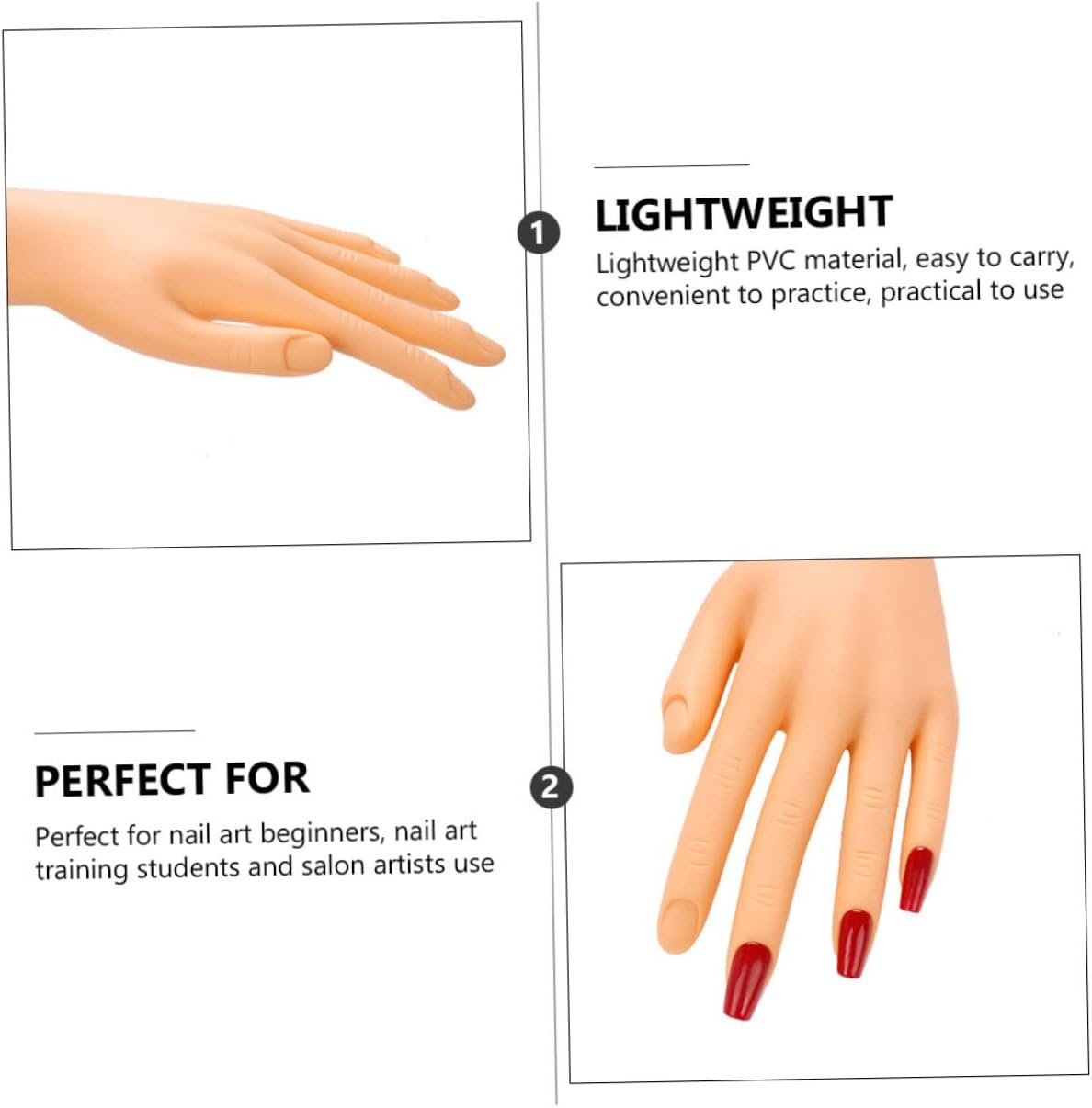 PENIKOKO Realistic Fake Hand Model for Nail Art Practice Flexible Manicure Training Tool with Smooth Surface Reusable Nail Art Practice Hand for Beginners and Professionals image number 1