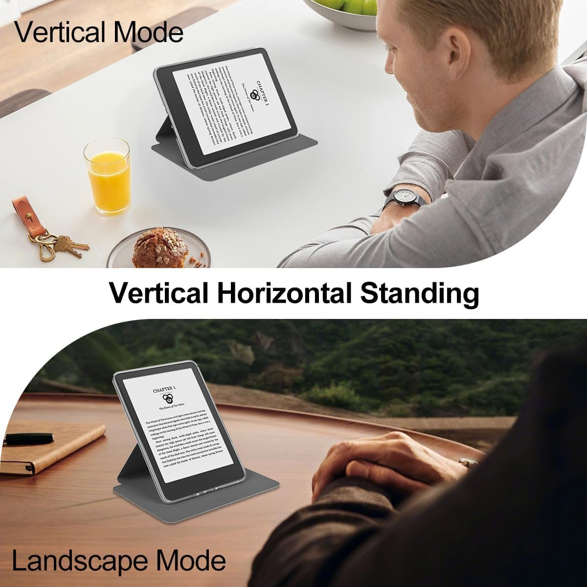 T Tersely Magnetic Case for All-New Kindle 11Th Generation 2024/2022 Release, 6 Inch, Stand Cover with Magnetic Clear Case for Popsockets Grips, Auto Wake/Sleep, Compatible with Magsafe, Purple - Blue image number 3