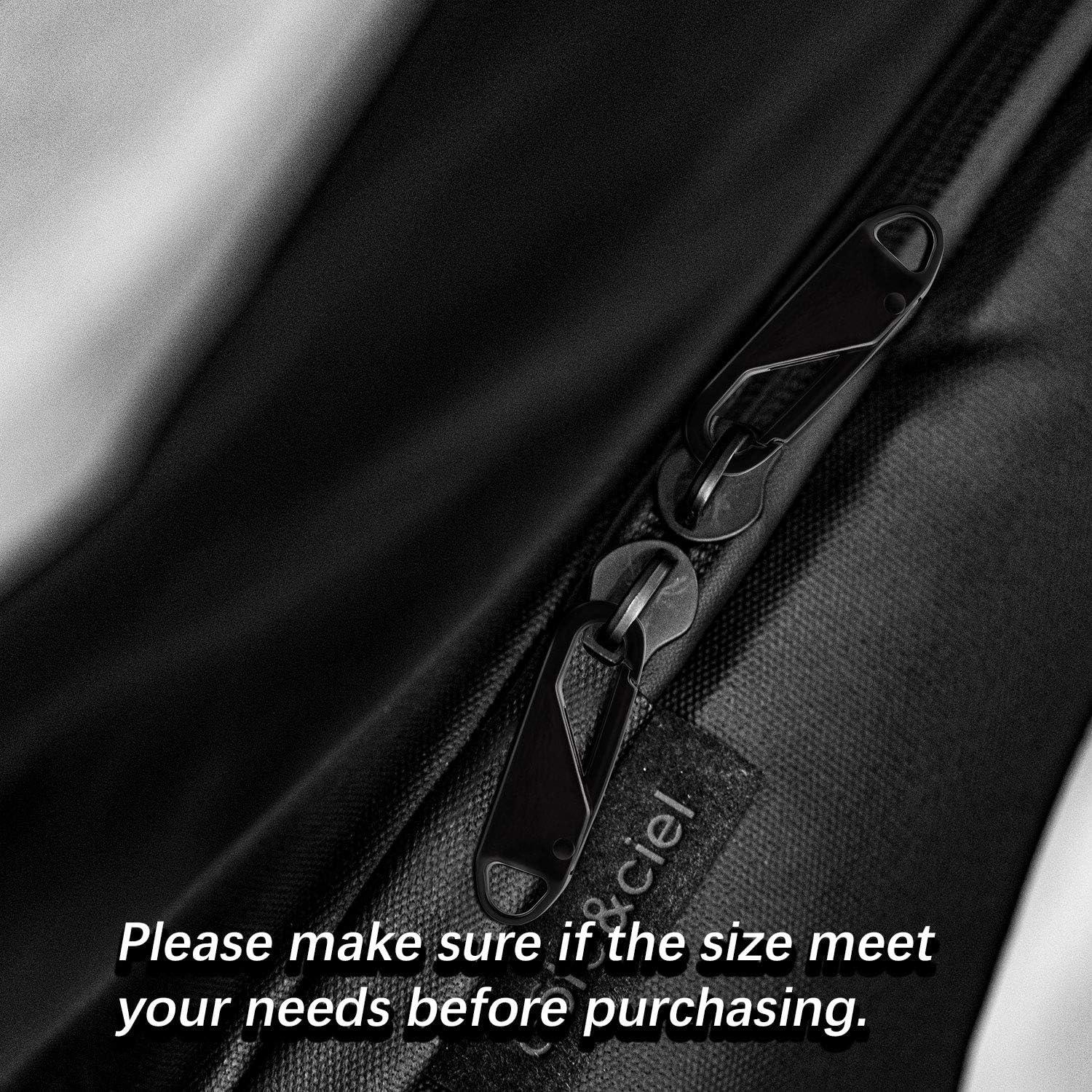 AIEX 8Pcs Metal Zipper Pull Replacement Gripper Mend Fixer Tab Pullers Sliders Zips for Suitcases Coat Boots Jacket Backpacks Black