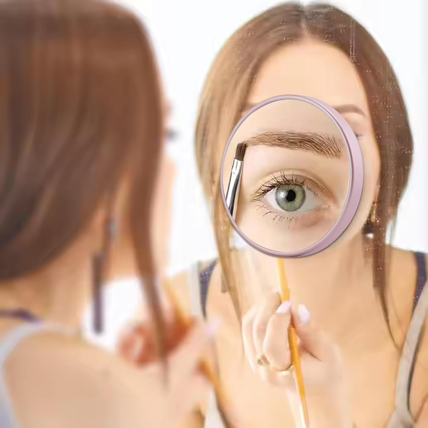 Yamobi Pack of 3 Cosmetic Mirrors with Magnification, Compact 3.5 Inch Magnifying Mirror with Suction Cup, Including Precision Tweezers for Care (5X, 10X, 15X) image number 2