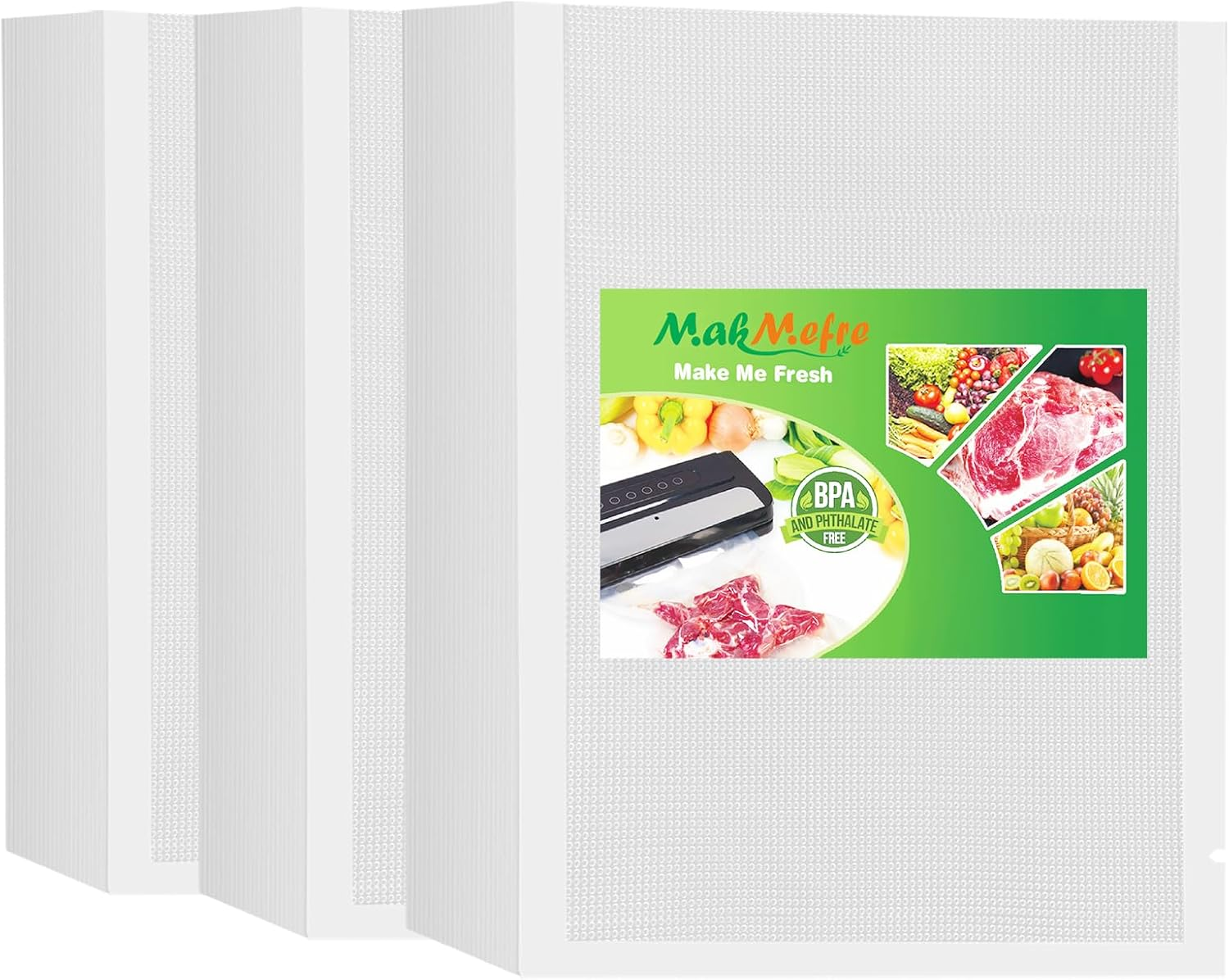Makmefre 300 Quart Size 20X30Cm Vacuum Sealer Bags with BPA Free and Heavy Duty,Great for Food Storage Vaccume Sealer Precut Bag image number 2