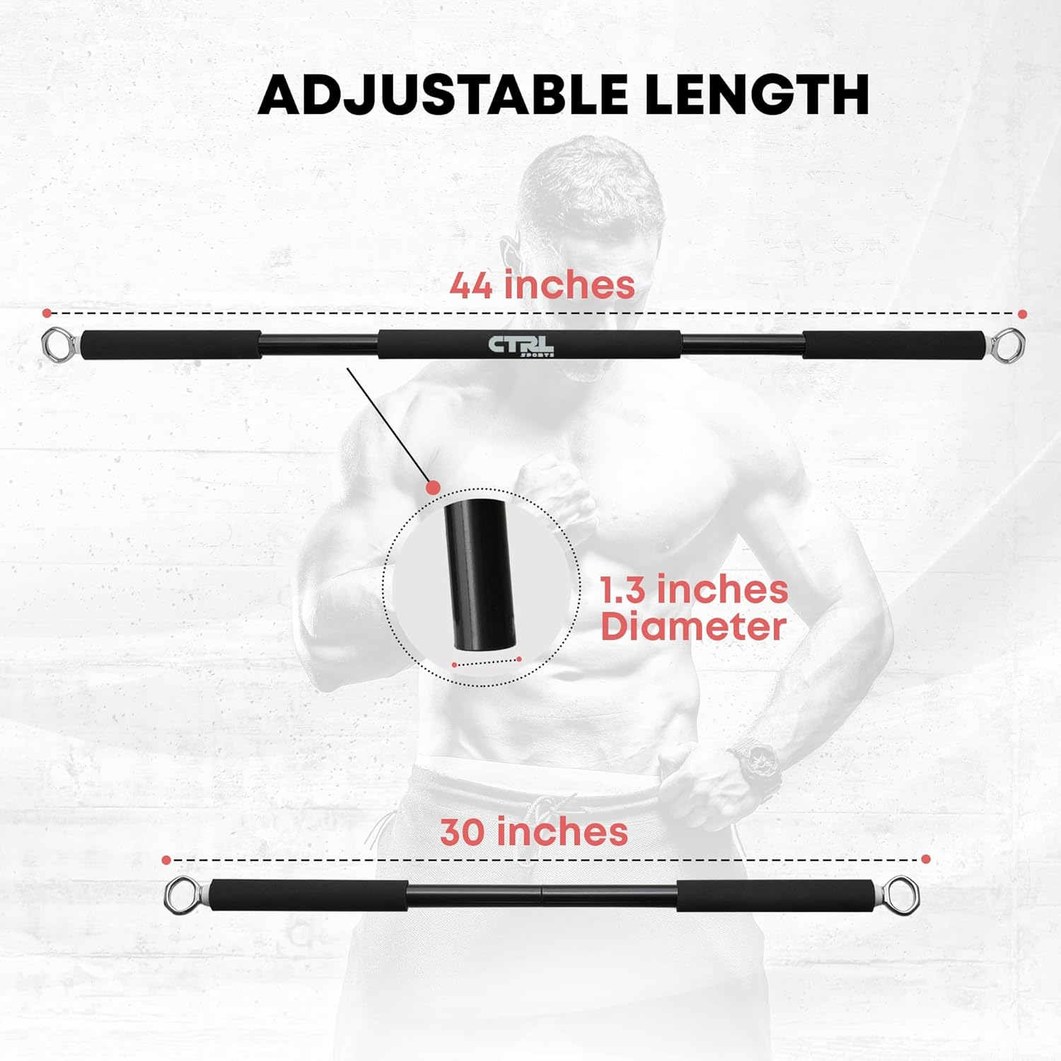 Resistance Band Bar for Fitness - Workout for Exercise, Squat, Biceps, Triceps, Shoulders, Back - Adjustable 3 Parts for Resistance Bands - Durable Portable Steel Pilates Bar image number 2