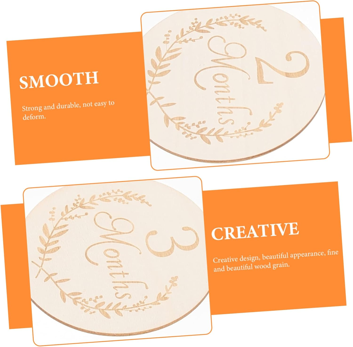 OFFIGAM 13Pcs 100Mm Wooden Slices Baby Milestone Growth Cards Infant Birthday Photo Props Pine Wood for Newborn Photography and Home Decoration image number 4