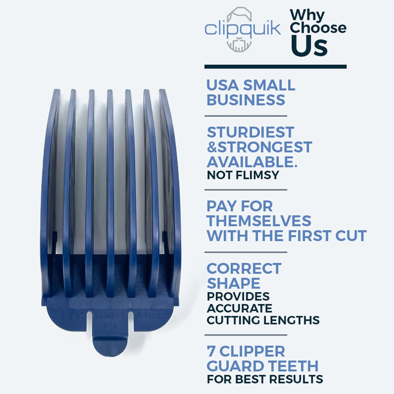 Clipquik Premium XL Clipper Guards for Most Wahl Clippers, Extra Long and Sturdy #20 18 16 14 12 10 (2.5 Inch, 2.25", 2", 1.75", 1.5", 1.25") Large Clipper Guide Comb Set image number 1