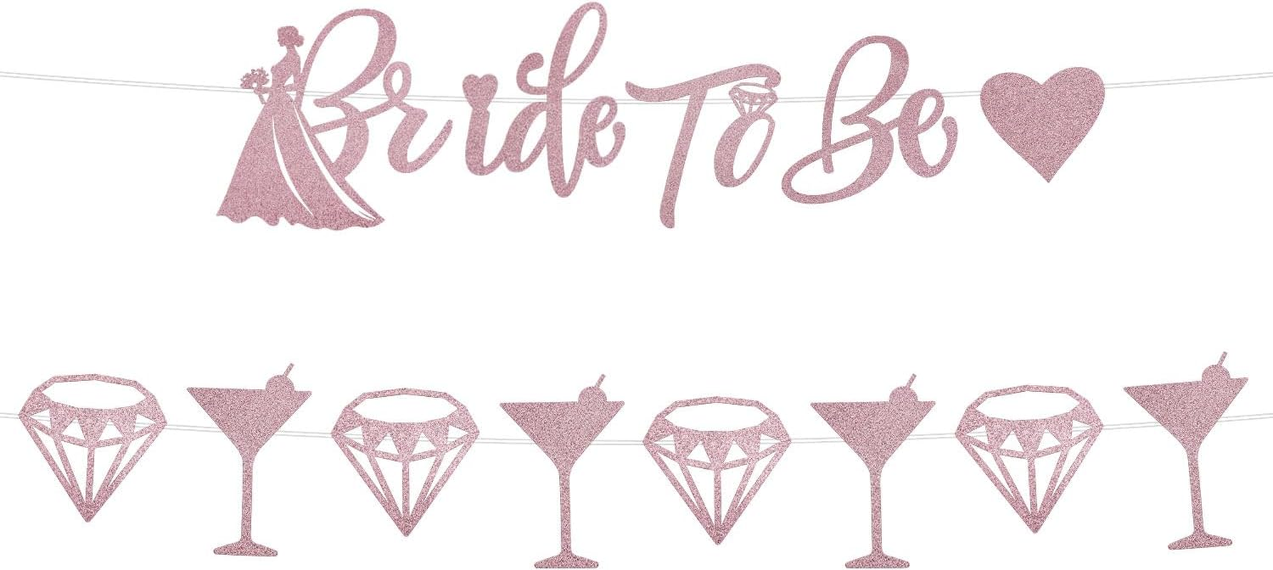 Bride to Be Banner, Bride Themed Party Decoration Diamond Bachelorette Garland Hanging Banners for Bridal Shower Decorations Wedding Engagement Supplies image number 3