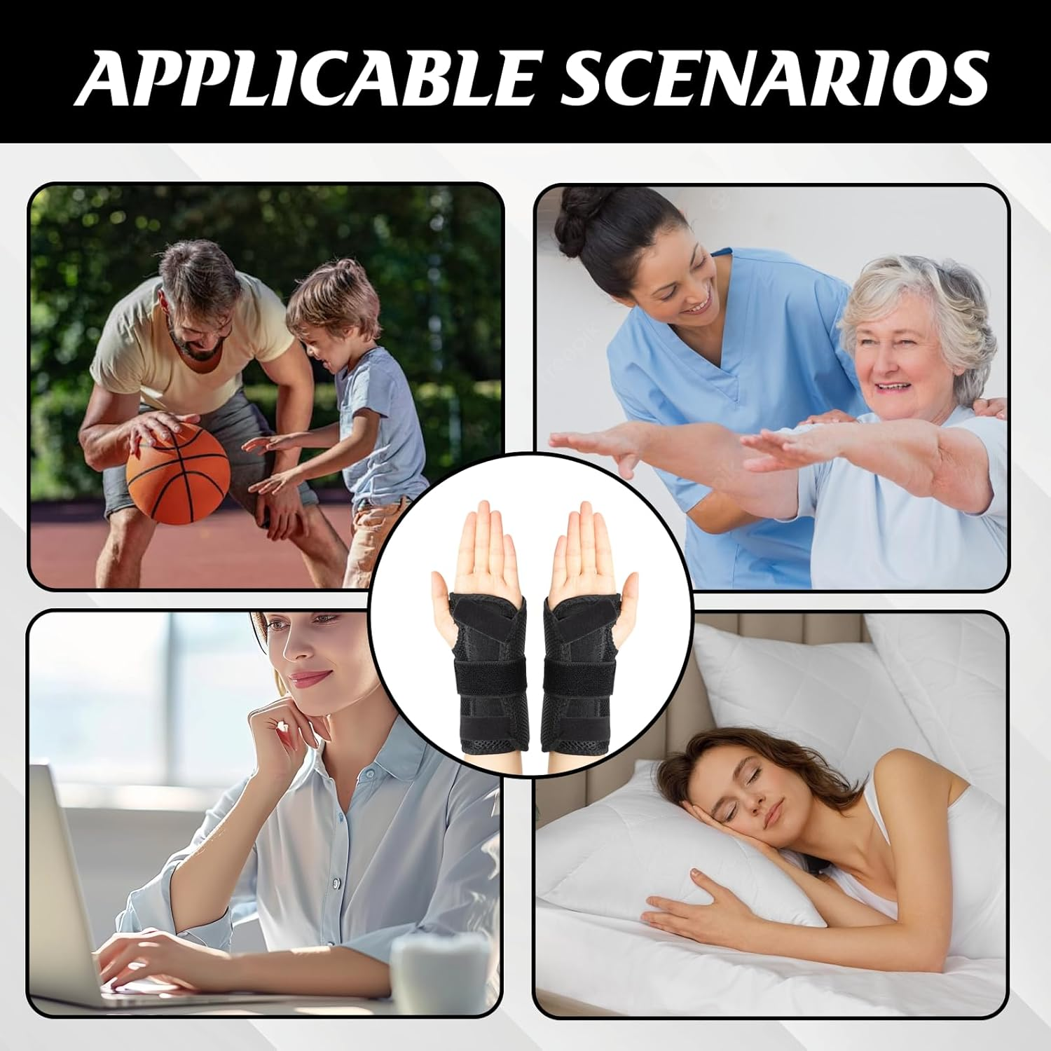 2 Pcs Carpal Tunnel Wrist Brace, Wrist Splint, Wrist Support Suitable for Both Hands (Steel), TFCC Relief, Breathable & Comfortable for Sleeping Work Sport Snowboarding Gym image number 5