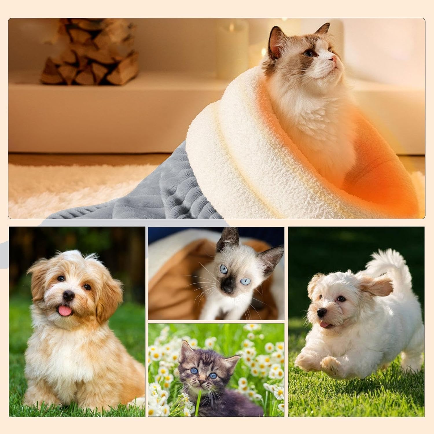 Cat Sleeping Bag Bed, Winter Warm Cat Sleeping Beds for Indoor Cats, 360&deg;Soft Plush Cat Sack Self Warm Cat Bed Cave, Comfortable Pet Snuggle Sack (M) image number 3