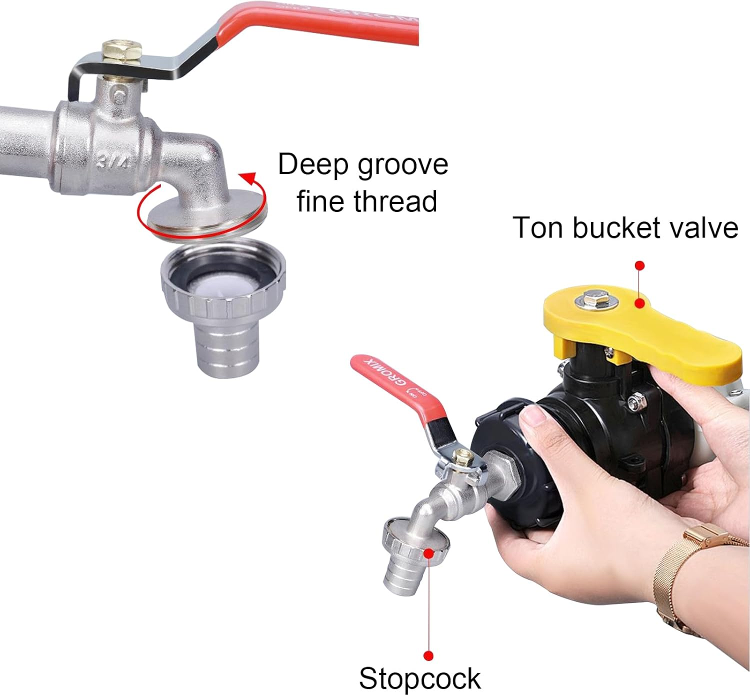 AGDGV IBC Tank Adapter S60X6 to 1/2" Alloy Connector - Leakproof Replacement Valve Fitting Parts for 1000L Water Storage Tanks, Durable Garden Hose Adapter with Sealing Tape image number 1