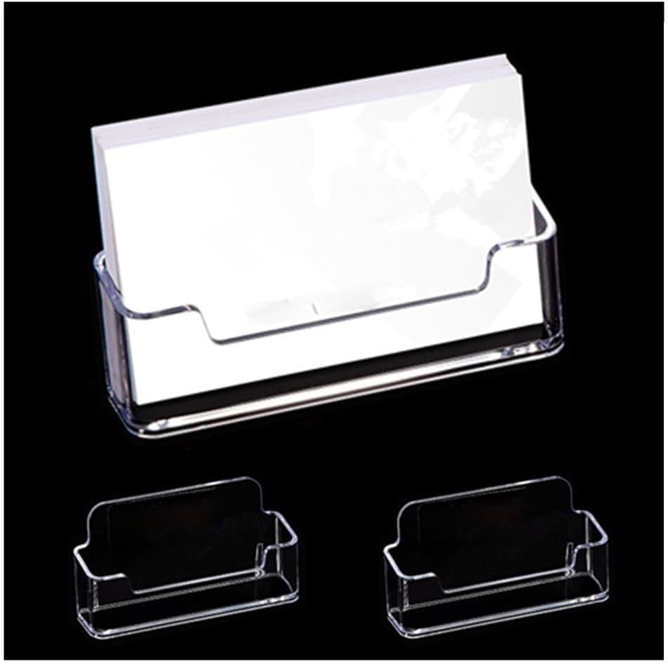 CAASFOOY 12 Pack Clear Plastic Business Card Holder, Business Card Holder Stand, Acrylic Business Card Display for Desk Business Card Stand, Fits 30-40 Business Cards image number 1