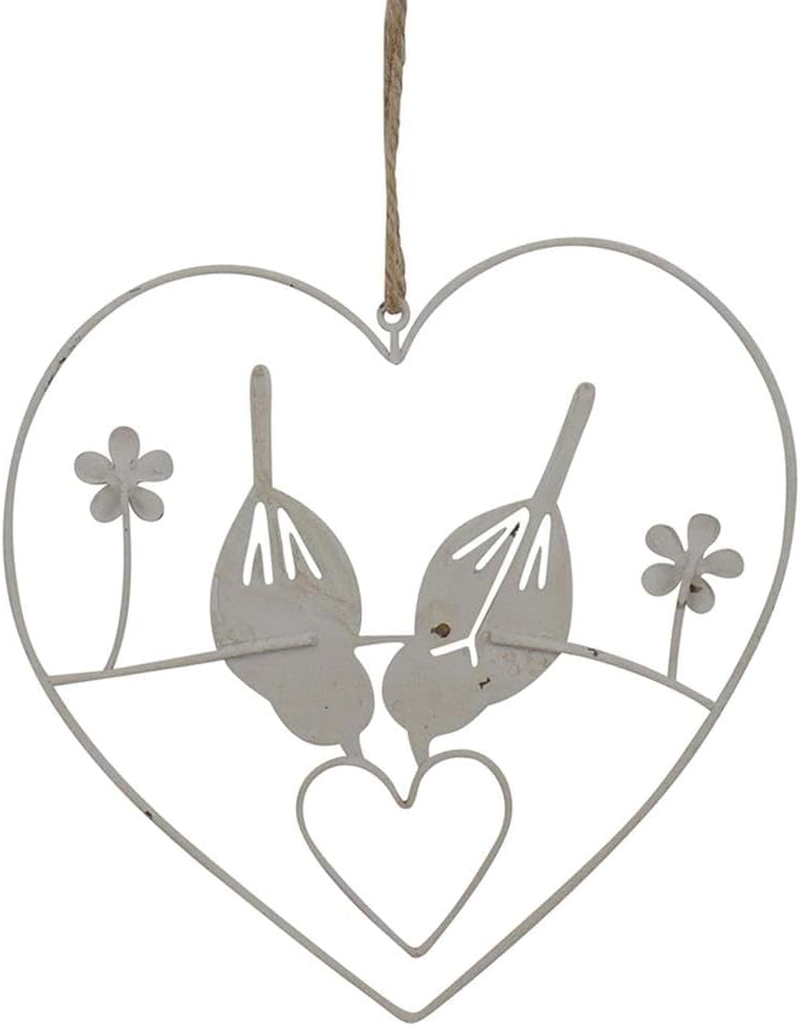Willow & Silklovebird Art Home Decor Indoor Decor Hanging Lovebirds in Heart Metal Wall Art