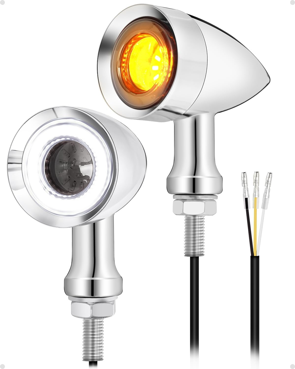 Benlari Motorcycle Bullet 48 Leds Rear Turn Signal Light SMD Blinker Indicator Fit for Honda Yamaha Suzuki Kawasaki Harley Sportster (Black,Front Turn Light) (Black/Red and Amber Light)