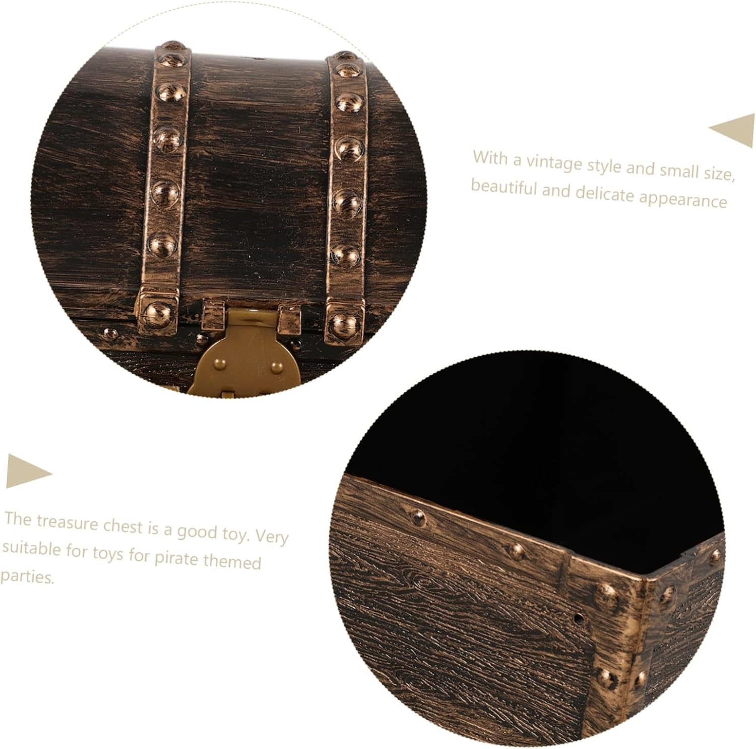 GLEAVI Pirate Treasure Chest Small Vintage Style Miniature Party Decor Decorative Treasure Box for Boys and Girls Long Lock Retro Bronze Finish Suitable for Pirate Party Supplies image number 2