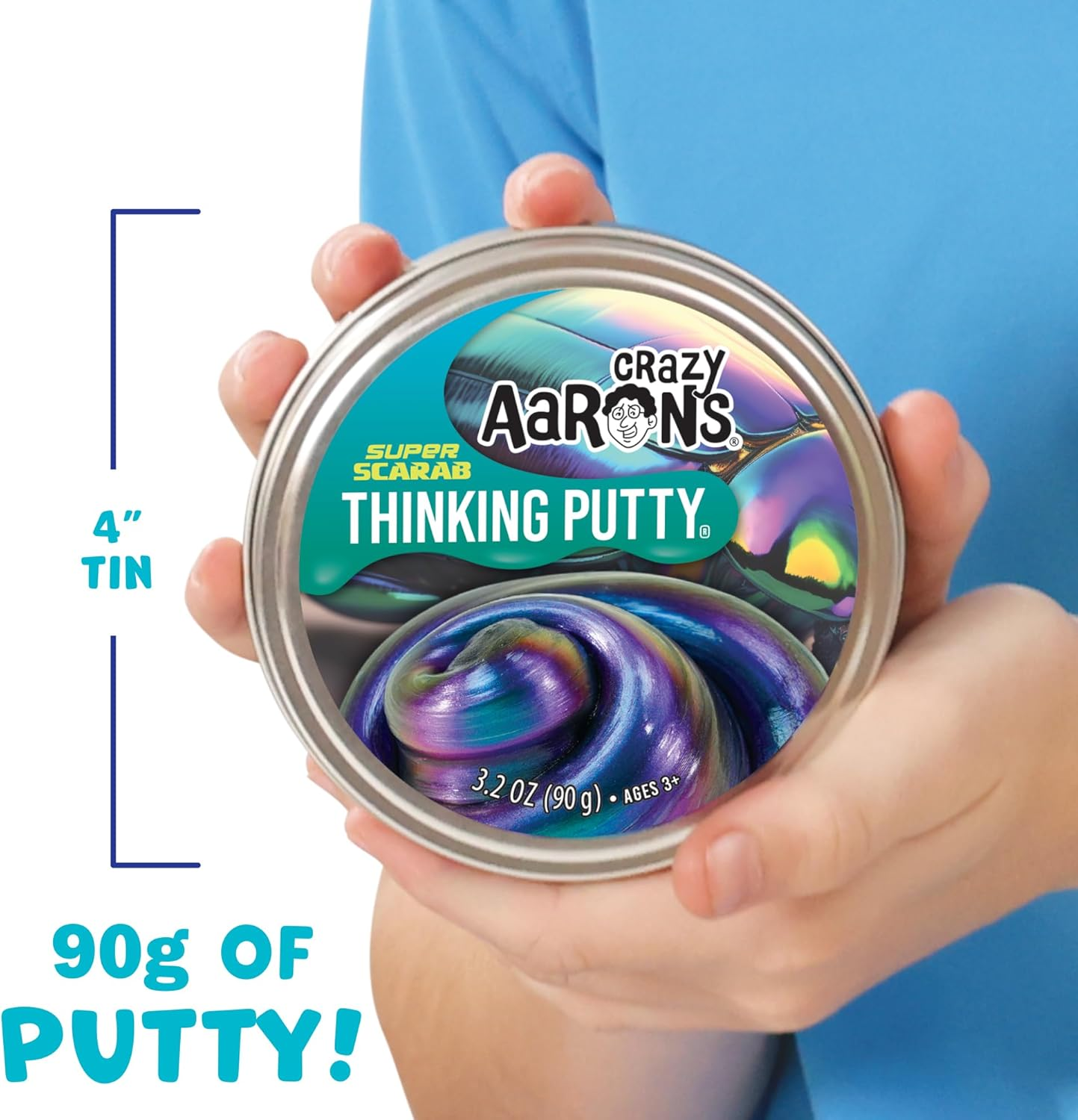 Crazy Aaron'S Thinking Putty 4" Tin - Super Illusions Super Scarab - Multi-Color Putty, Soft Texture - Never Dries Out 1 Ea,5516287 image number 4