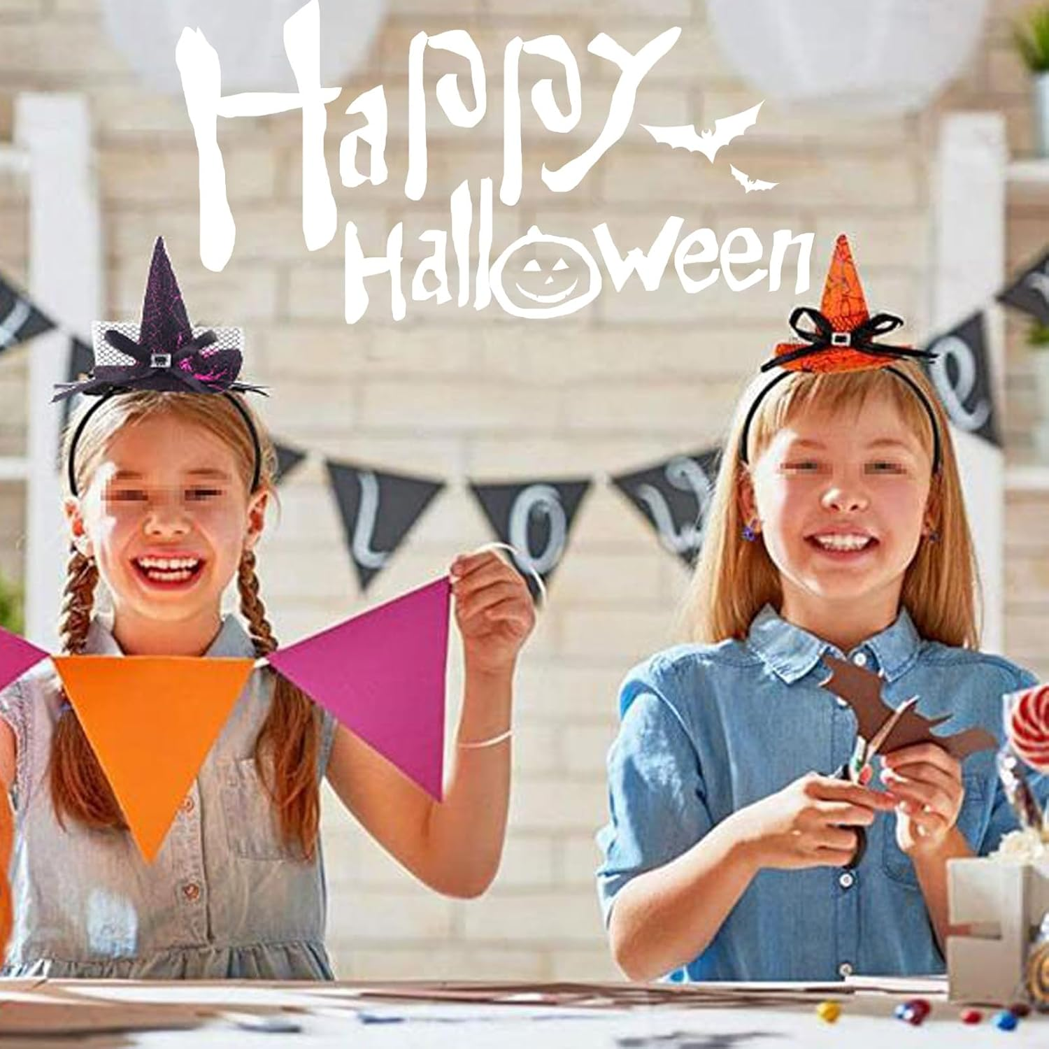 OHEETU 3Pcs Mini Witch Hat Headbands Halloween Hair Accessories Cosplay Dress-Up Photo Props for Costume Party image number 1