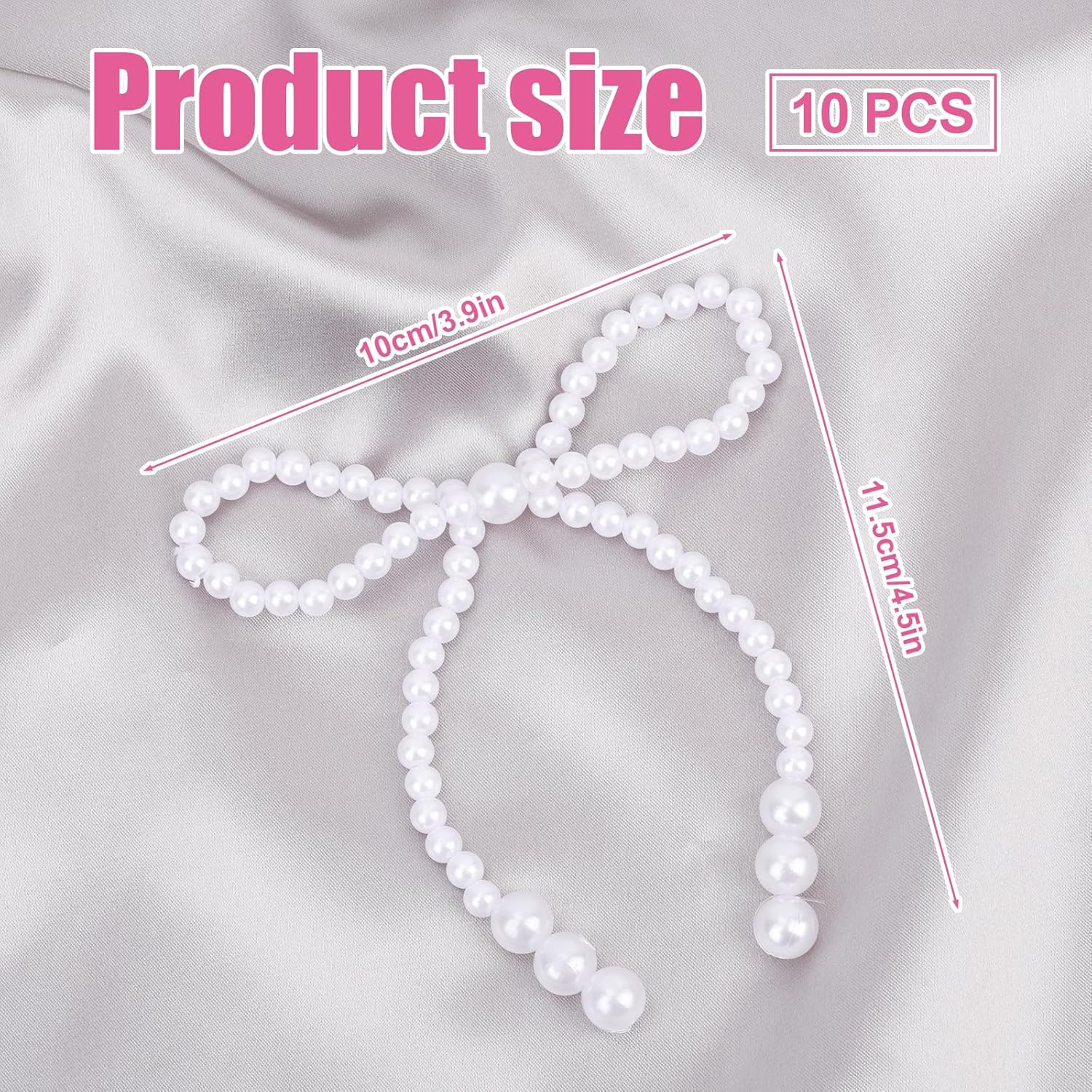10 Pcs Bow Cake Toppers, White Imitation Pearl Bow Cake Decoration Bow Birthday Cake Decoration for Wedding Bridal Shower Birthday Party Cake Decoration Supplies image number 1