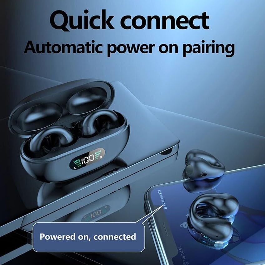 PRENDELUZ Black Bone Conduction Open Ear Bluetooth Headphones