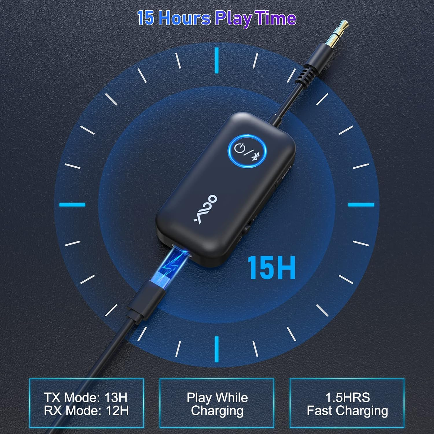 YMOO Bluetooth 5.3 Transmitter Receiver for TV to 2 Wireless Headphones, Aptx Low Latency Wireless Audio Adapter with AUX 3.5Mm Jack for Airplane,Smartphone, Tablet, Speaker, Home Stereo, PC, Car image number 4