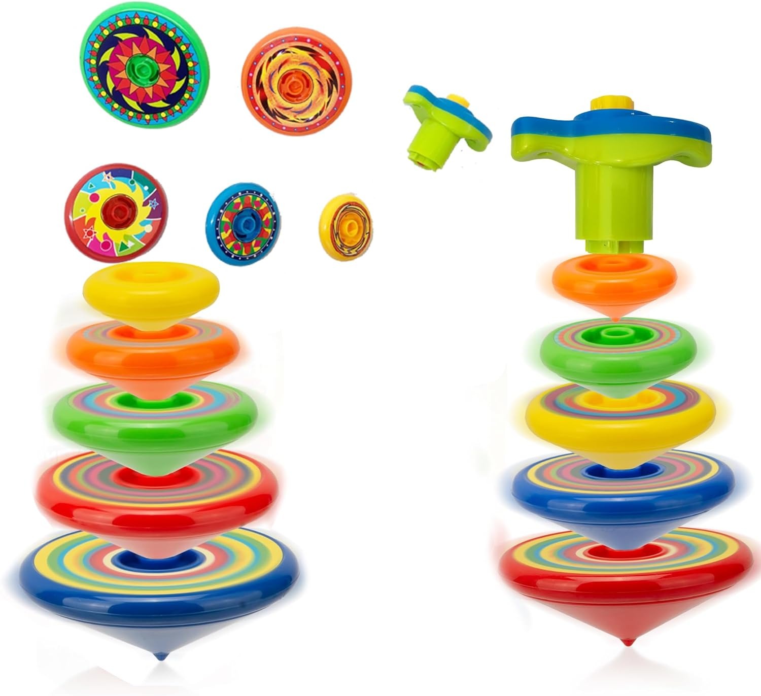 Spinning Tops for Kids, Fun Stocking Stuffers, 2 Sets of 5 UFO Spinning Toys (10 Gyros Total), Fun Birthday Party Favors, Christmas Present，Stocking Stuffers for Boys and Girls 3 4 5 6 7 8 9 and Up image number 1