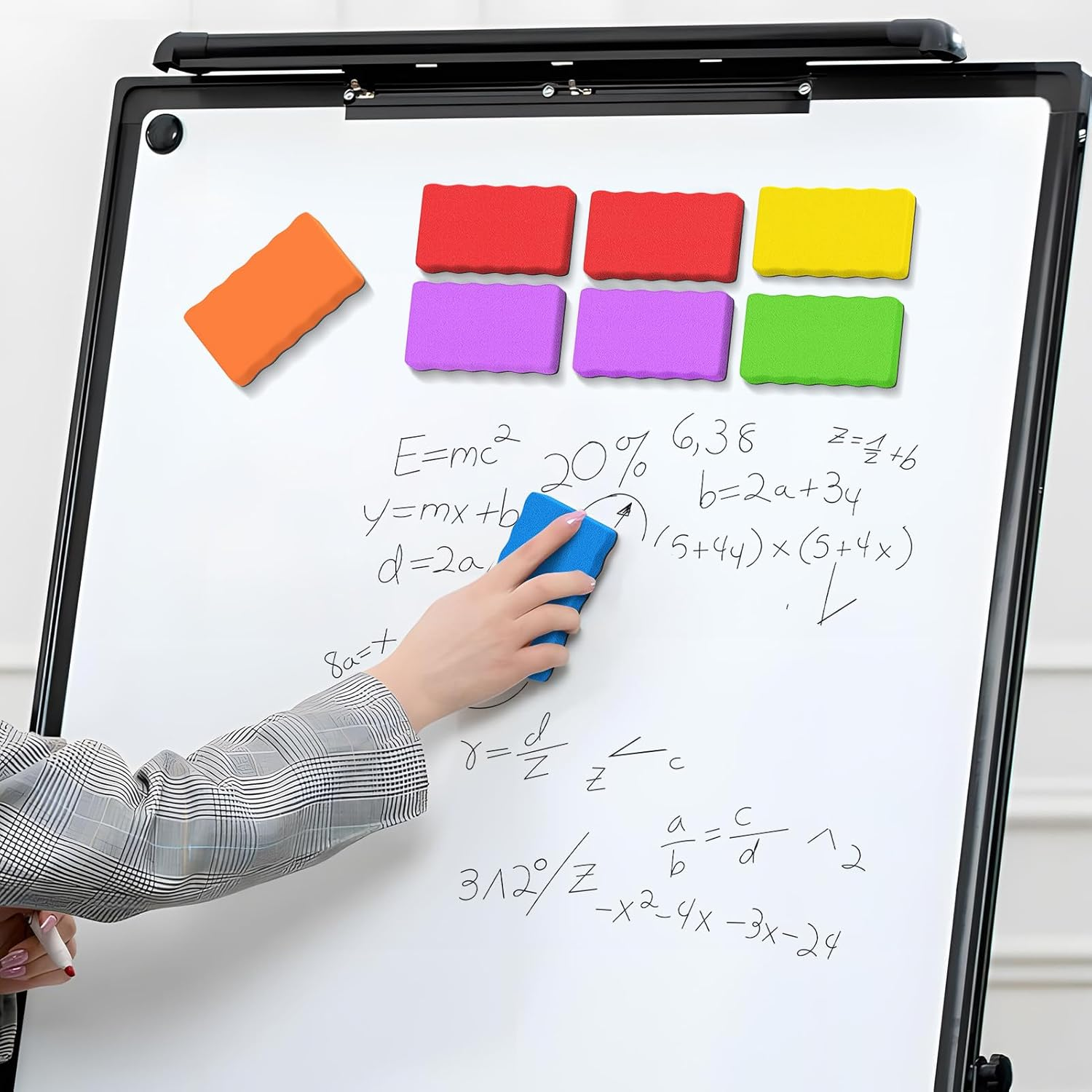 Maxgear Whiteboard Erasers, 8 Pack Magnetic Dry Erase Erasers for Classroom, Whiteboard Cleaning Pad, Chalkboard Wiper Teacher Supplies for School, Office, Home （6 Vibrant Color Set, 4 X 2 X 0.6 Inch image number 2