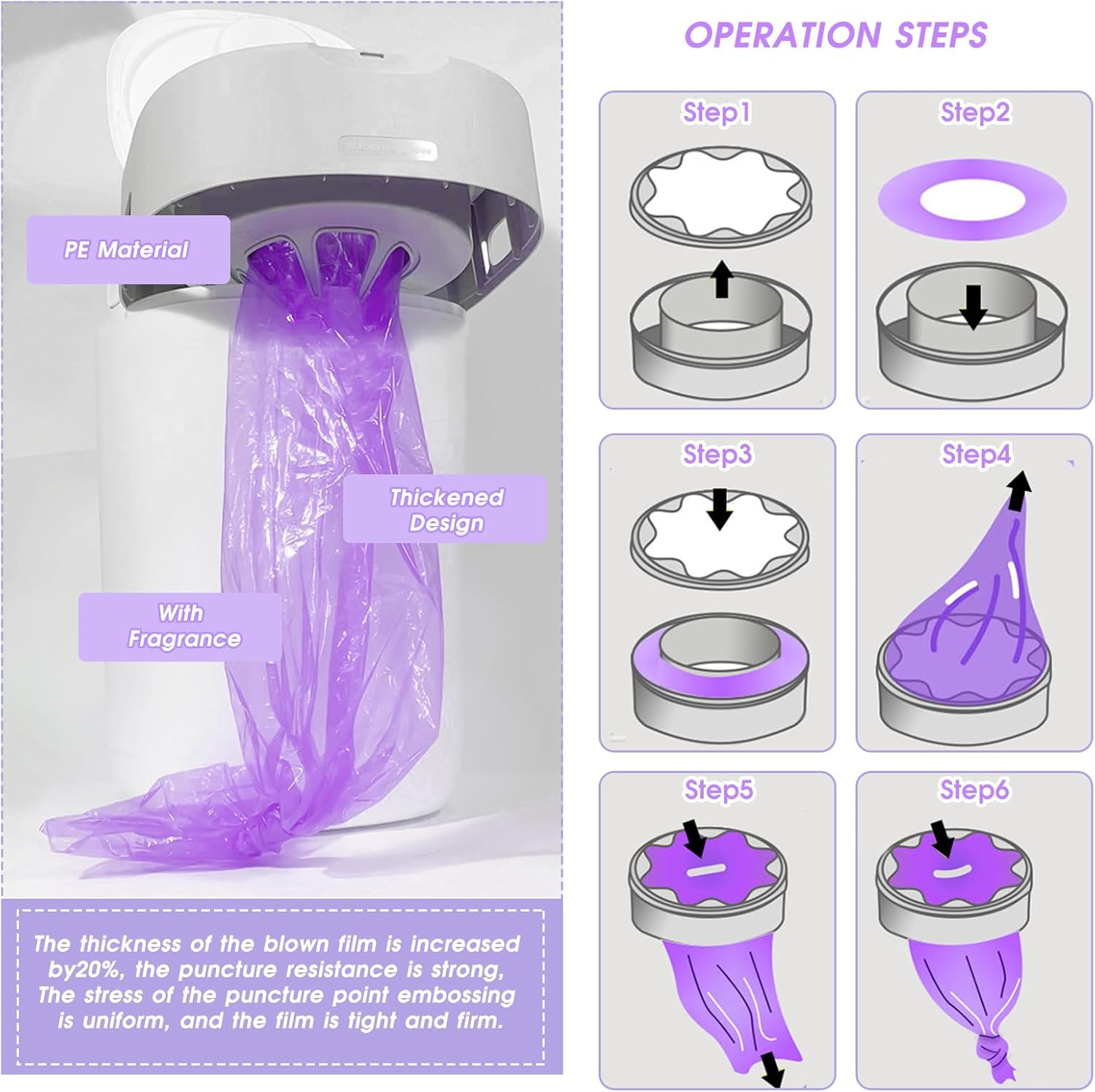 10 Refill Bags for Cat Litter, Cat Litter Tray Bags, Litter Box Bags for Pets, Compatible with Genie Litter Refill Container image number 4