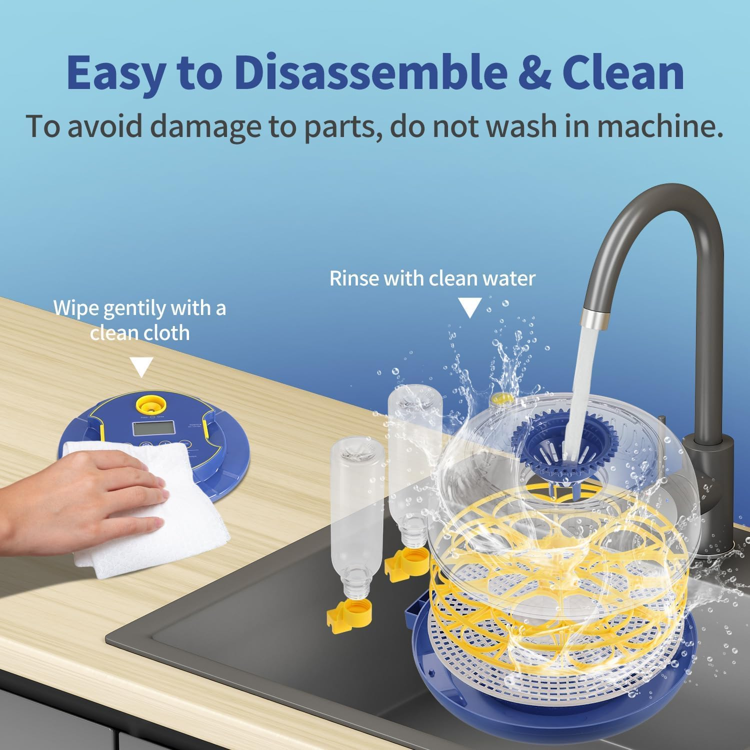 18 Eggs Incubator Hatcher Automatic Double Layer Hatching Machine for Chicken Duck Quail Bird Goose Turkey with Auto Turner Water Adding LED Candler (Blue) image number 3