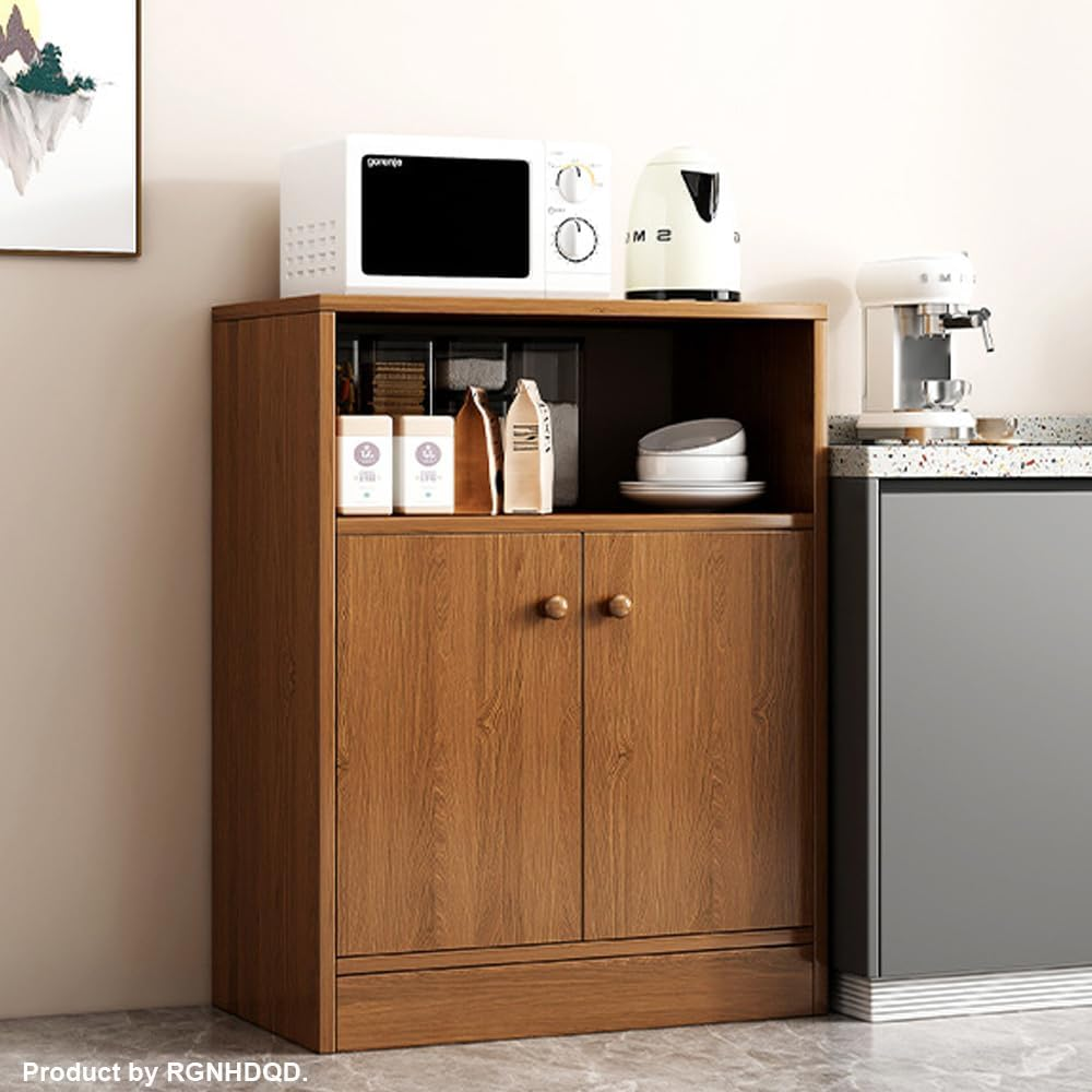 Sideboards End Side Tables Buffet Cabinet - Cupboard with 2 Open Compartments & Doors, Multi-Functional Coffee Bar Console Table for Dining Living Room, Kitchen - Durable Solid Wood Design image number 3