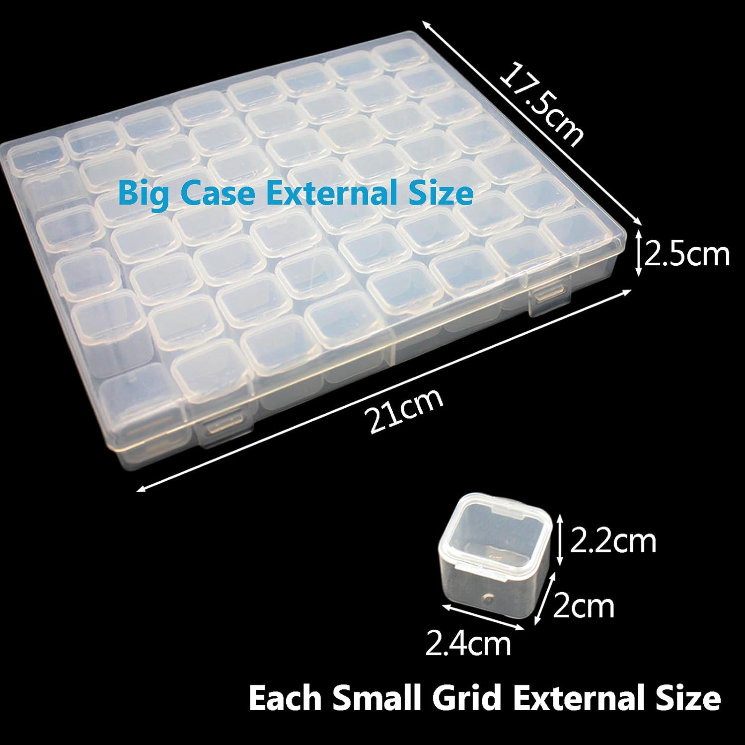 Acbbmns 1Pc 56 Grids Diamond Painting Box Clear Plastic Beads Storage Organizer Box Embroidery Case for Diamond Painting Accessories DIY Rhinestone Beads Nail Art Small Findings