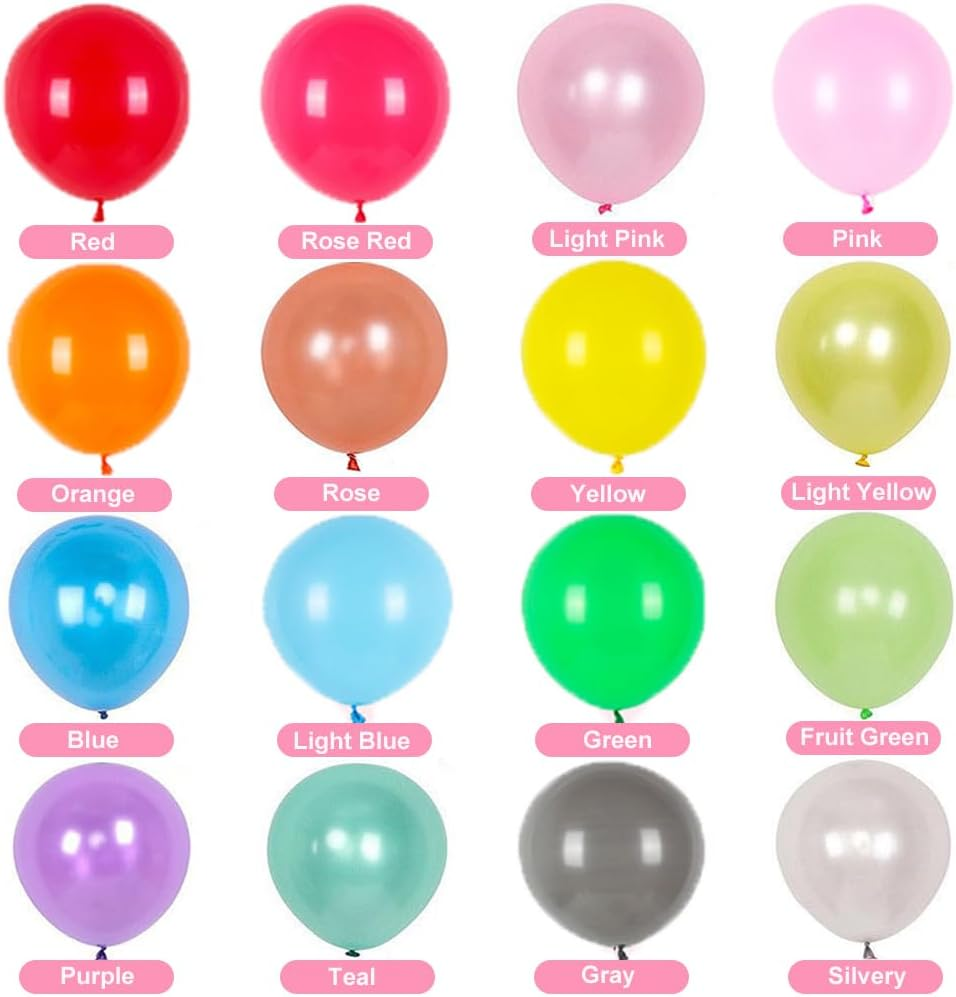 500 Pcs Balloons, 12 Inches Balloons Assorted Color Rainbow Birthday Balloons Bulk Pack of Strong Latex Balloons for Birthday Wedding Anniversary Party Decorations