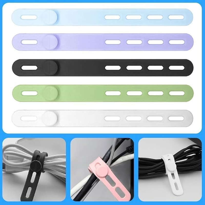 Silicone Cable Straps Cord Organizer, 20Pcs Silicone Cable Ties Cord Organizer Strap, Silicone Cable Straps Wire Organizer Adjustable Cable Ties Cord image number 2