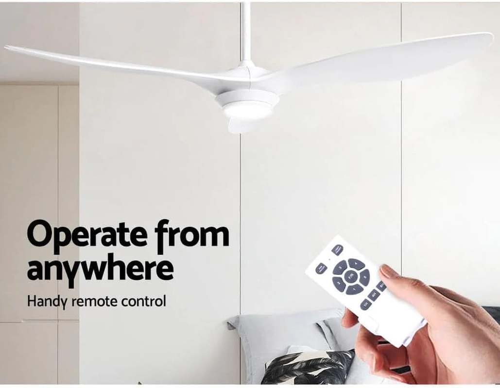 Devanti 52" Ceiling Fan with Light and Remote, 3 ABS Blades, DC Motor, 6 Speeds, 8H Timer, Reversible, 3 Colour LED Lighting, Suitable for Indoor Bedroom Living Room &ndash; White image number 3