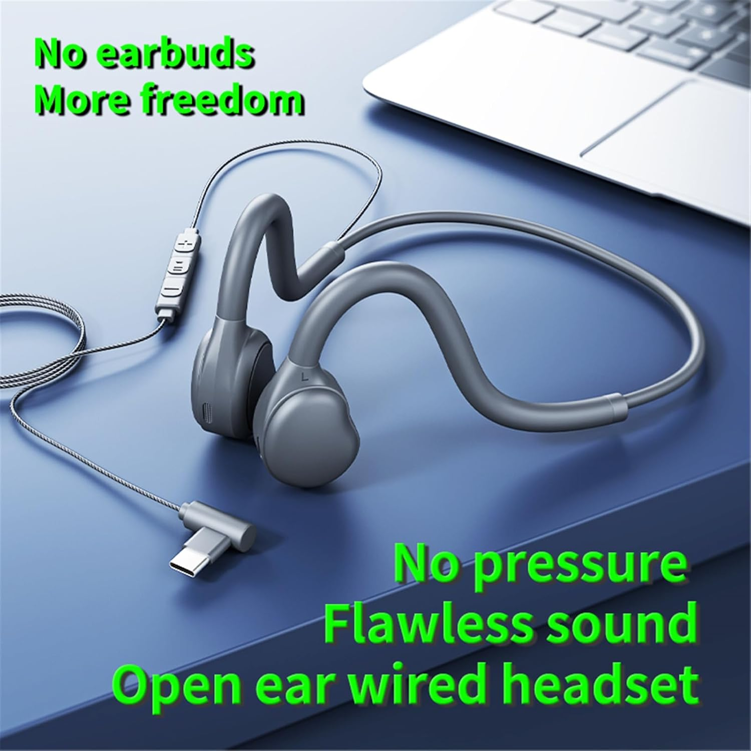 Bone Conduction Earphones, Type-C Wired Earphones, Built-In Microphone anti Sweat Sports Earphones USB-C Open Earphones image number 5